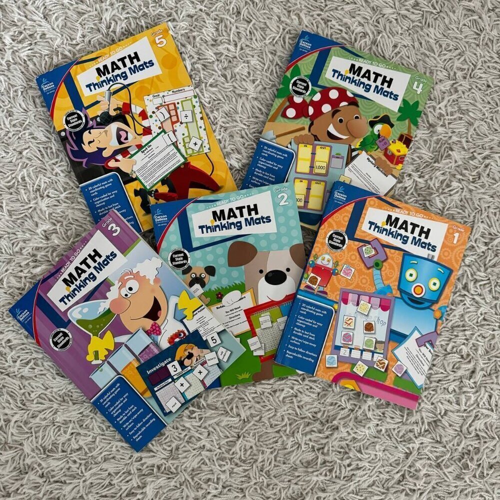 NWOT! Carson Dellosa Math Education Dry Erase Books - SET OF 5 - Grade 1-5